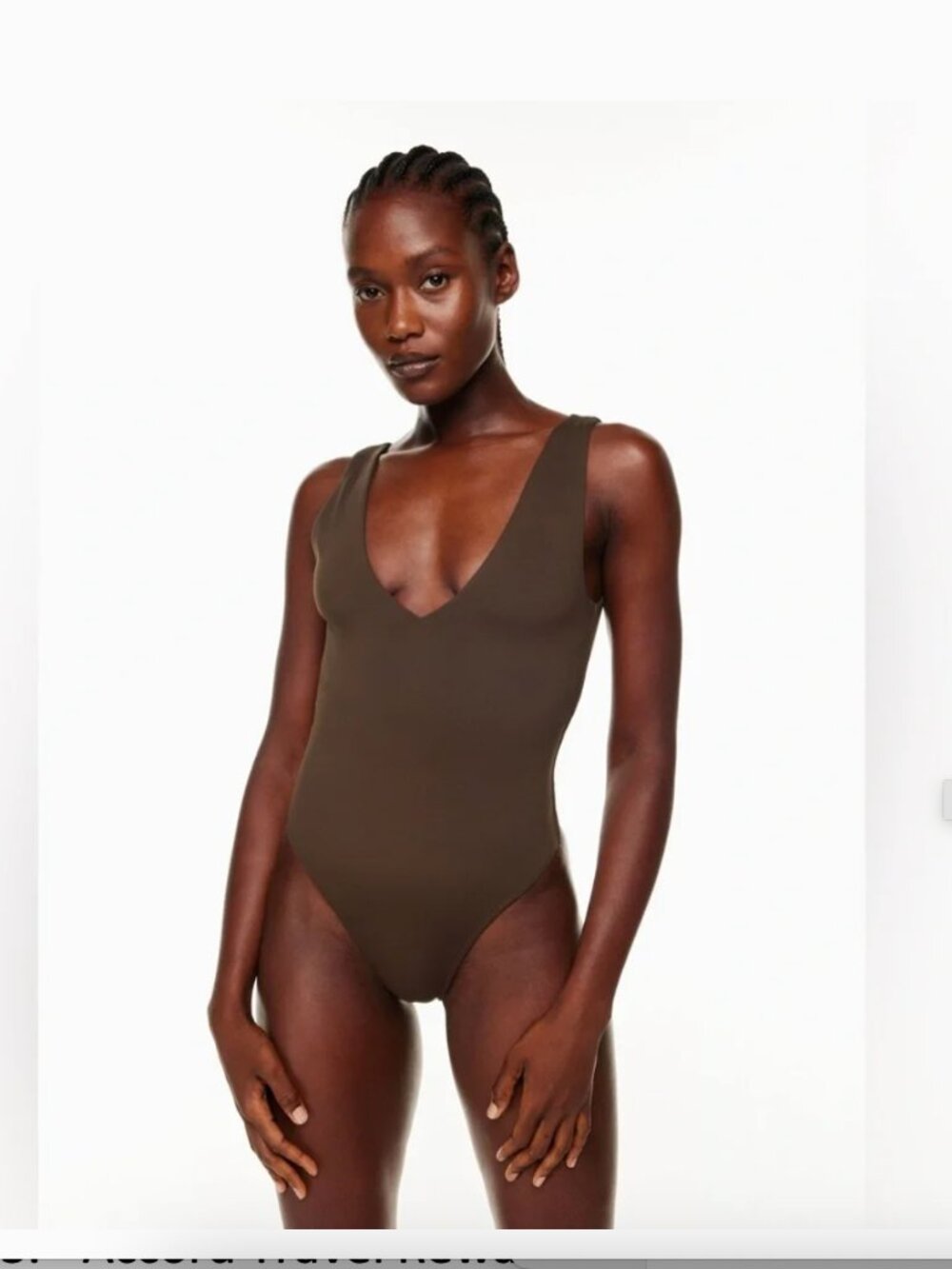 Aritzia Babaton Contour V-Neck Brown Bodysuit - XS